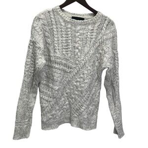 Line Multi-Texture Wool/Cotton Pullover Cozy Sweater Grey Size M